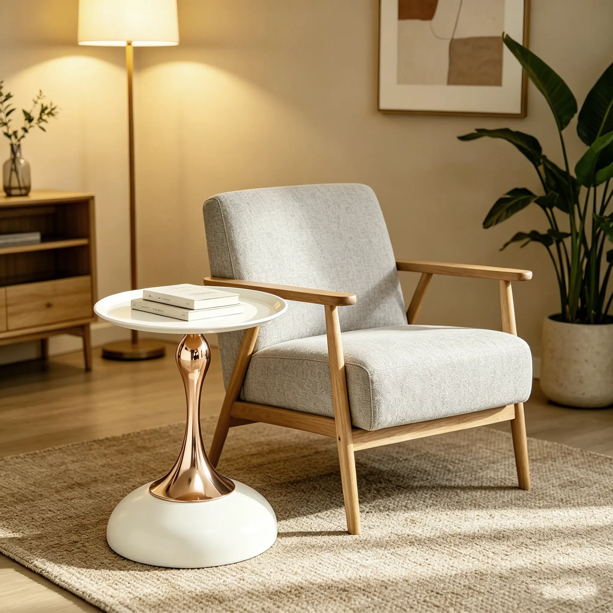 SummerSales Small White Round Side Table - Modern Cocktail Coffee Table for Small Spaces, Child-Safe Living Room End Table