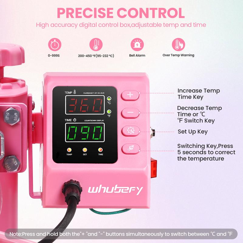 AKEYDIY Pink 15''x12'' Heat Press Machine for Tshirts, 5 in 1 Heat Transfer Machine, Heat Printing Press for Sublimation Combo with 360° Swing Away for Hat Cap Mug Plate, Beginner-friendly, Christmas Gifts Design Handicraft,TikTokShopBacktoSchool