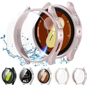 Screen Protector Compatible with Samsung Galaxy Watch 7 40mm, [5+5 Pack] HD Tempered Glass Protective Film and Hard PC Bumper Case for Samsung Galaxy Watch 7, Face Cover for Samsung Watch 7 40mm