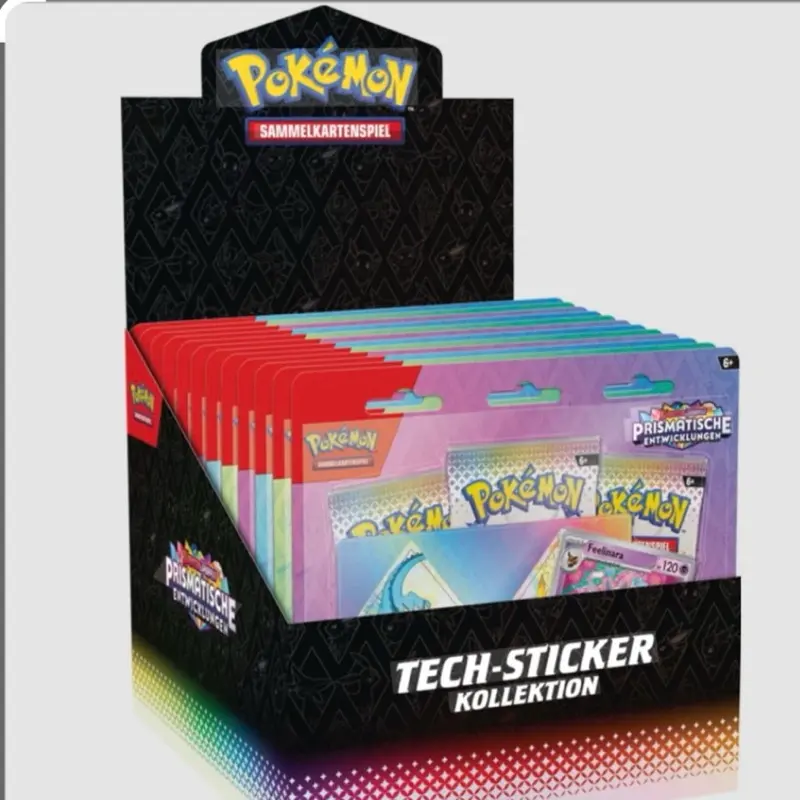 Scarlet and Violet Artistic Prismatic Evolution Tech Sticker Collection with Authentic Collectible Trading Cards, Photo Prints