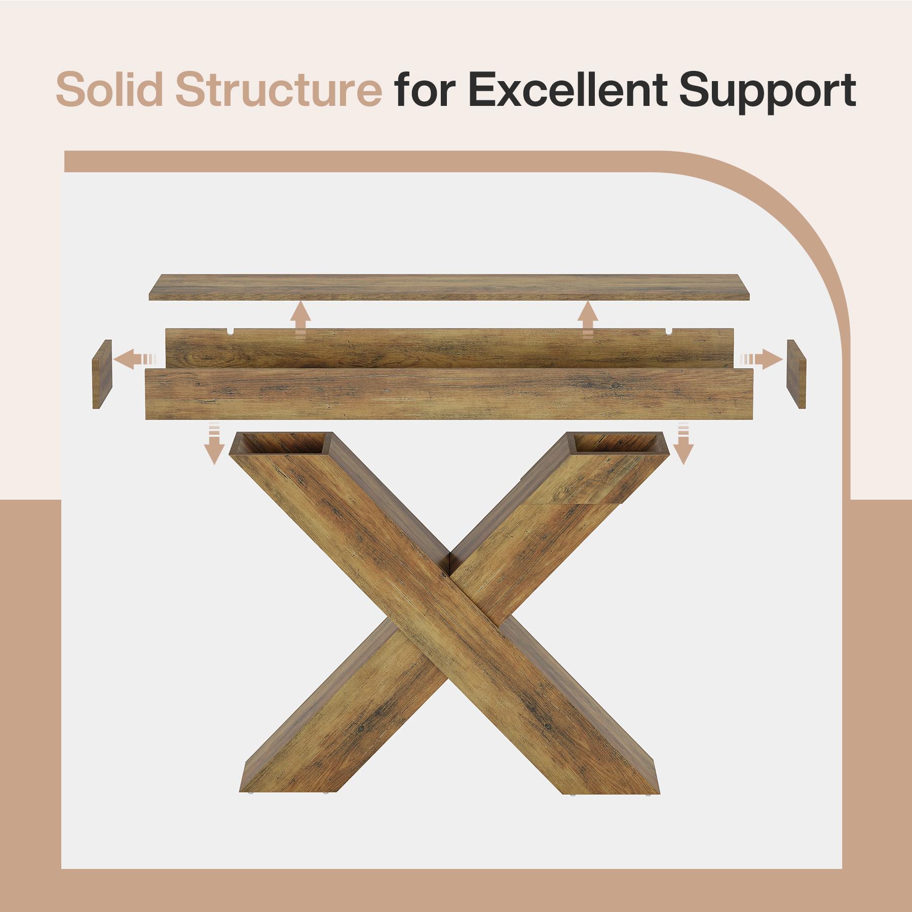 LITTLE TREE Console Table, 55-Inch Entryway Table, X-Shaped Design Narrow Console Table, Sofa Table for Living Room Foyer Hallway, Entryway, Entrance, Foyer, Industrial Wooden