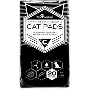 Paw Inspired  Pads |  Refill for Breeze Tidy  Litter System | Liner Pads for Litter Box | Quick-Dry, Super Absorbent, Leak Proof | 16.9"x11.4" (20 Count, Carbon)