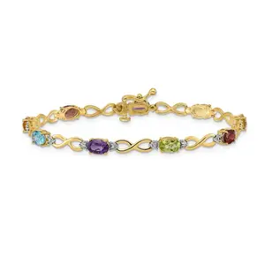 Genuine Rainbow Diamond Infinity Bracelet 14k Gold