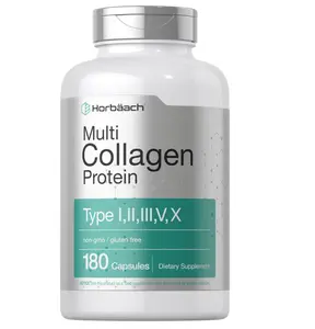 Horbäach Multi Collagen Protein 2000 mg | 180 Capsules | Hydrolyzed Collagen Type I, II, III, V, X | Keto & Paleo Friendly, Non-GMO, Gluten Free Supplement