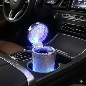 LED Glow Car Ashtray | Leakproof Portable Design, Smokeless Removable Ash Cup for Easy Cleaning | Universal Fit for SUV, Sedan, Car Smoking Accessory