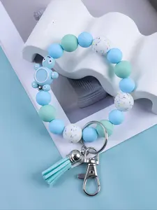 Cute Beaded Keychain with Turtle Bee Sloth Cow Charms, Colorful Soft Beads, Trendy Cute Keychain, Unique Gift for Friends Birthday Holiday Present