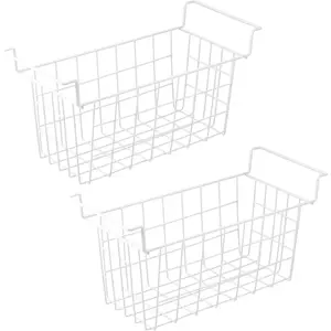 17.5inch Freezer Organizer Box, Used for Freezer and Refrigerator Basket Storage Rack Box Deep Freezer Metal Wire Basket 2 Pieces