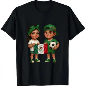Mexico Kids Soccer T-Shirt | Cute Mexican Flag Graphic | Chibi Soccer Fan Tee | Mexican Heritage Gift