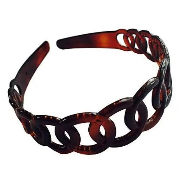 Parcelona French Round Chain Tortoise Shell Brown Cellulose Hair Headband
