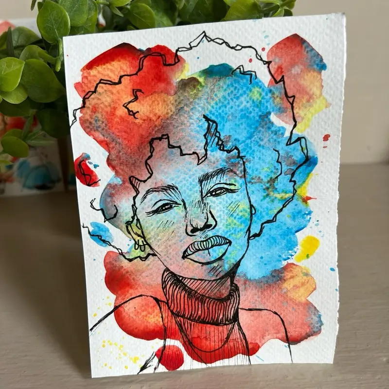 Abstract Watercolor & Ink Print