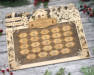 Personalized Santa's Workshop Christmas Advent Calendar For Kids and Adults Christian Handmade Farmhouse Decor Ornament Decoration with Family Name Customization and Handcrafted Quality Materials