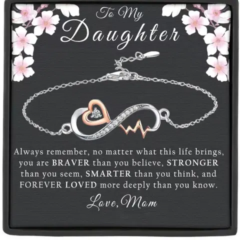 Mother's Day Gift Heartbeat Gift for Daughter, Heart Charm Bracelet Jewelry, Includes Card and Box, Birthday & Christmas Present