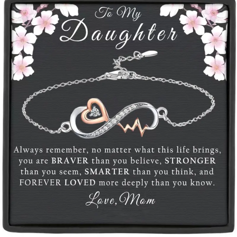 Mother's Day Gift Heartbeat Gift for Daughter, Heart Charm Bracelet Jewelry, Includes Card and Box, Birthday & Christmas Present