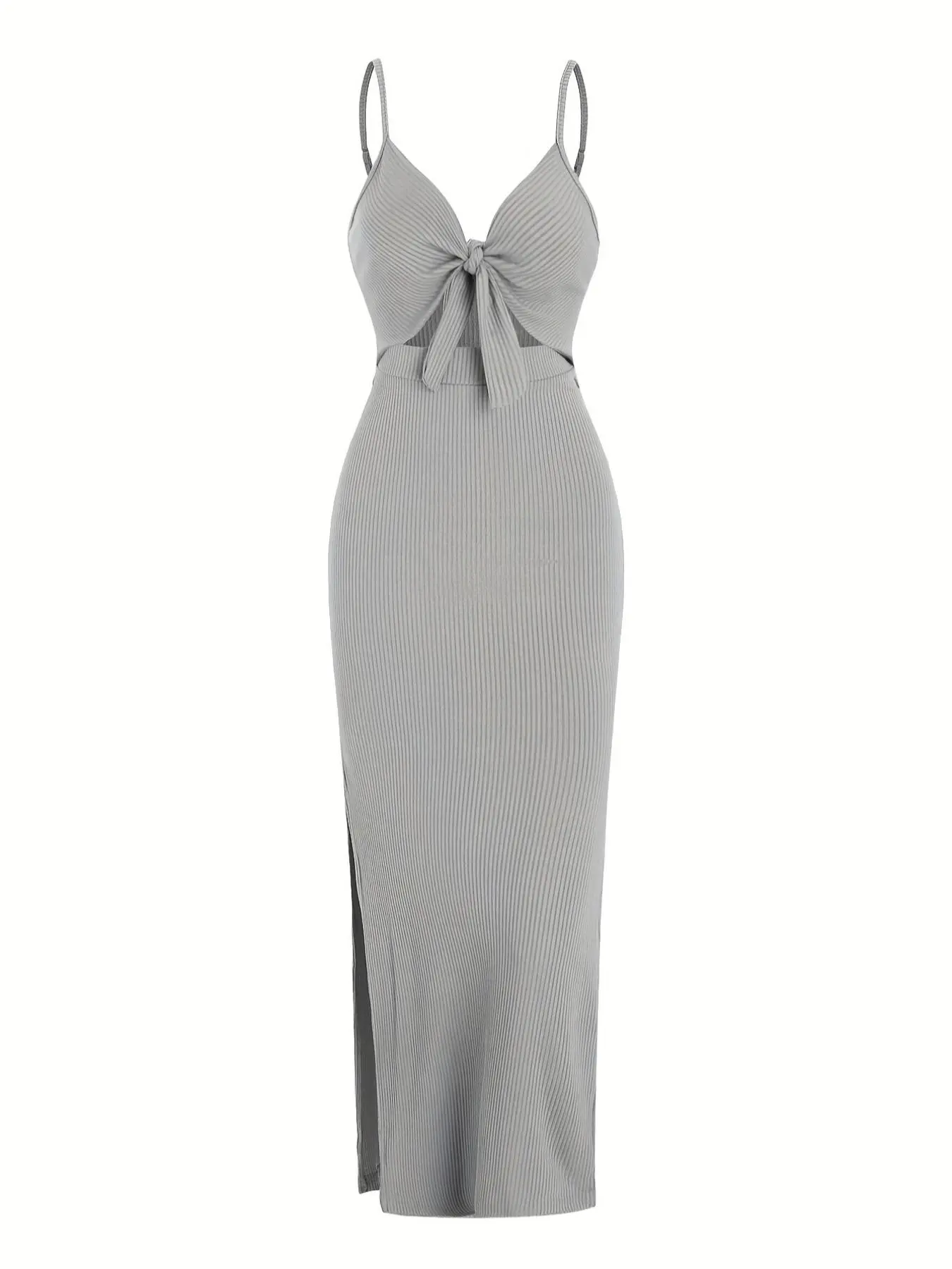 Women's Plain Cut Out Knot Front Split Thigh Bodycon Fit Dress, Solid Spaghetti Strap Cami Dress, Ladies Casual Summer Dress for Evening Party Nightclub - TikTok Shop Women's Plain Cut Out Knot Front Split Thigh Bodycon Fit Dress, Solid Spaghetti Strap Cami Dress, Ladies Casual Summer Dress for Evening Party Nightclub - TikTok Shop