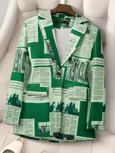 2026 Stylish Women's Paper Suit Jacket, Fashionable Notched Lapel Blazer for Casual Wear, Versatile Regular Fit Outerwear