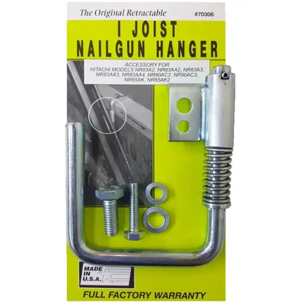 Toolhangers Unlimited Steel Joist Hooks Accessory for Hitachi Nail Guns - Spring-Loaded Retractable Wider Hooks for Floor Joists (Lime #70306)