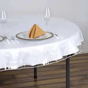Vinyl Tablecloth 70" Clear Eco-Friendly Round - PVC Waterproof Cover 10 Mil Thick