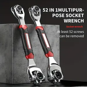 12-In-1 Universal Socket Wrench, Adjustable Dual-Head Tool, Flexible 360° Rotating Head, Rubber Handle, Car Repair Wrench 8-19mm