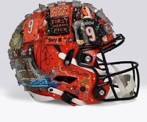 Joe Burrow Cincinnati Bengals Autographed Riddell Speed Flex Authentic Helmet - Art by Charles Fazzino - NF70444337 - Fanatics Authentic Certified