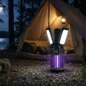 2-Pack Camping Lantern – 3 Color Temperatures (White/Warm/Red), Mosquito Repellent & Light Combo, 3000mAh Long Battery, Adjustable Multi-Angle Head, IPX6 Waterproof, Lightweight Hanging Hook for Outdoor & Home Swivel Headrest Chair