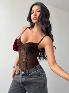 Lace Bralette for Women - Sexy Brown Cami Top for Parties