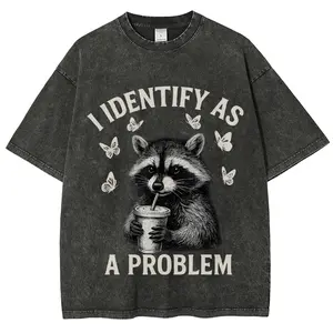 I Identify As A Problem Raccoon Drinking Butterfly Meme Shirt