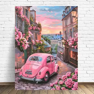 Car Diamond Painting Landscape DIY Full Round Diamond Mosaic Street New Arrival Embroidery Flower Handicraft