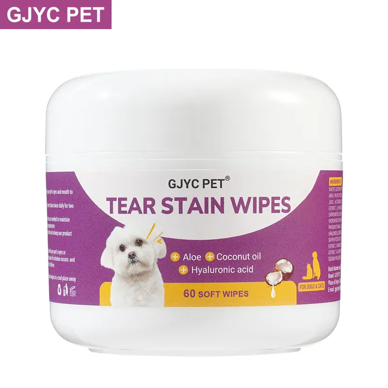 GJYC Pet Eye Wipes - Gentle Tear Stain Removal Wipes for Dogs and Cats, Non-Irritating Tear Stain Wipes Suitable for Cats and Dogs, Essential for Pet Eye Care Cleaner Cleaning dog tear stain remover