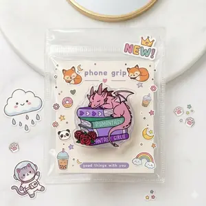 Cute Dragon Phone Grip Holder Romantasy Bookish Book Lover Expanding Stand Aesthetic Fantasy Reading Gift for Readers BookTok Women Teen Girls