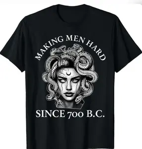 Medusa Snake Head "Since 700 B.C." Short Sleeve T-Shirt, 100% Cotton, Dark Feminist Casual Summer Top