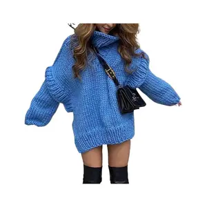 Women's Autumn Oversized Sweater 2025 Thick Knitted Long Sleeve Turtleneck Pullover Top Comfortable Winter Clothing