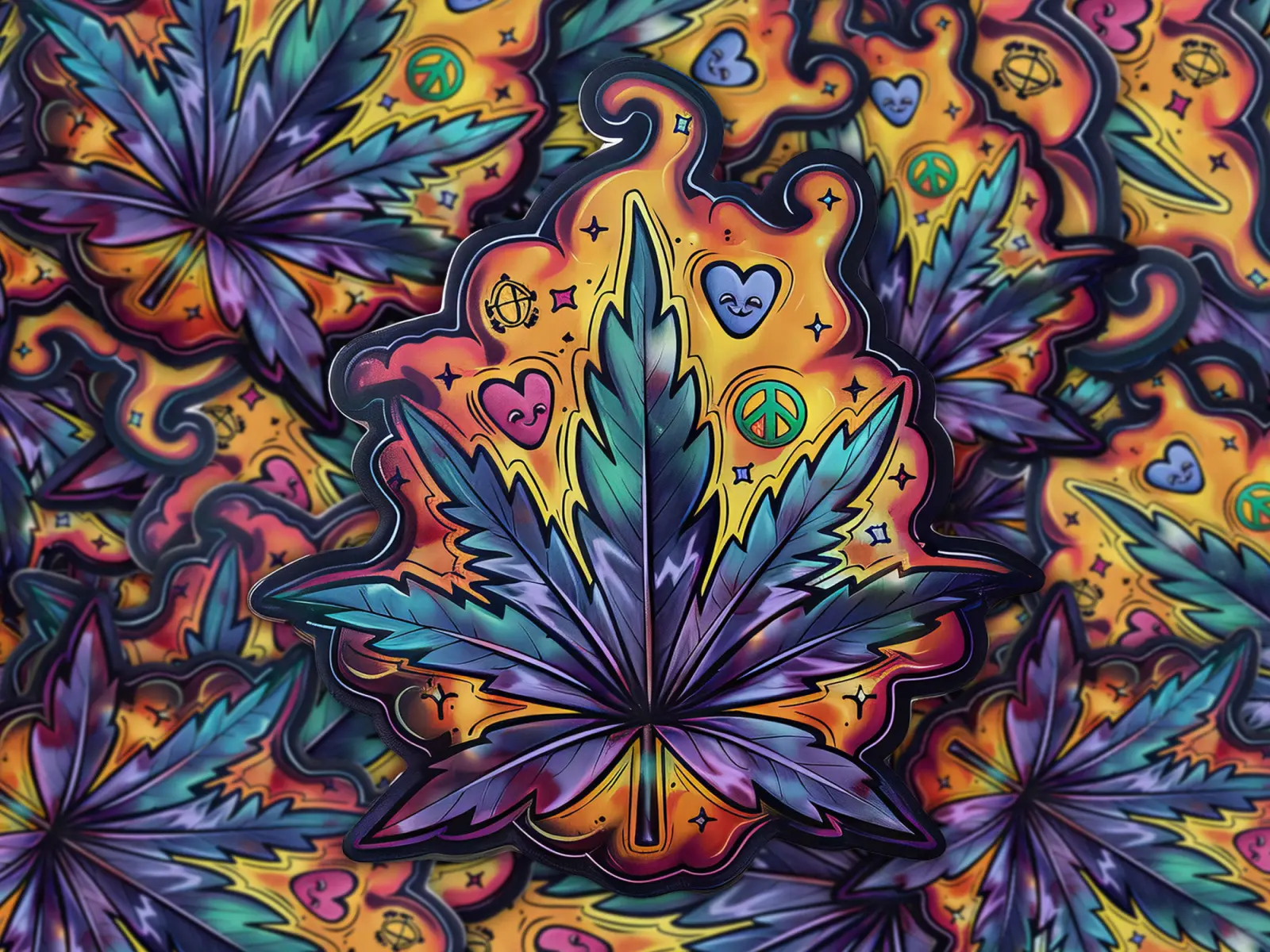 Fun and Funky Cannabis Leaf Sticker for Water Bottles and Accessories