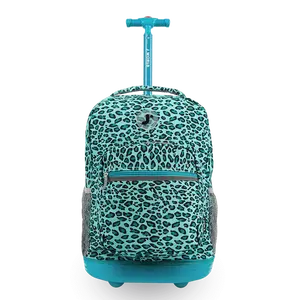 Sunrise Rolling Backpack (18 Inch) in Mint Leopard Durable
