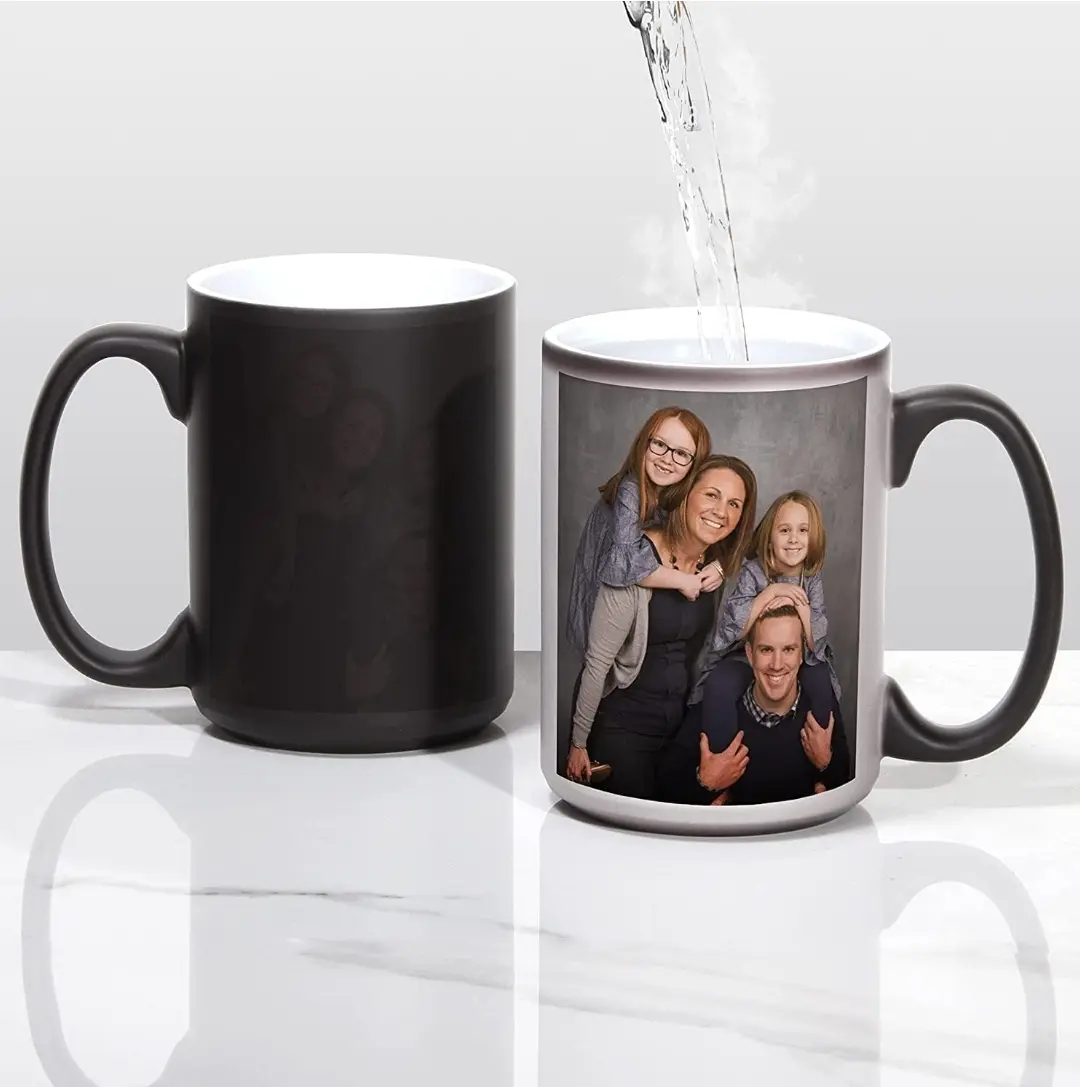 Custom Mug Color Changing, Custom Magic Cup with Photo, Heat Activated Mug Black to White Mug