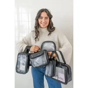 Rhode 6-Piece Clear Cosmetic Bag Set for Women Vanity Makeup Organizer Vanity Purse