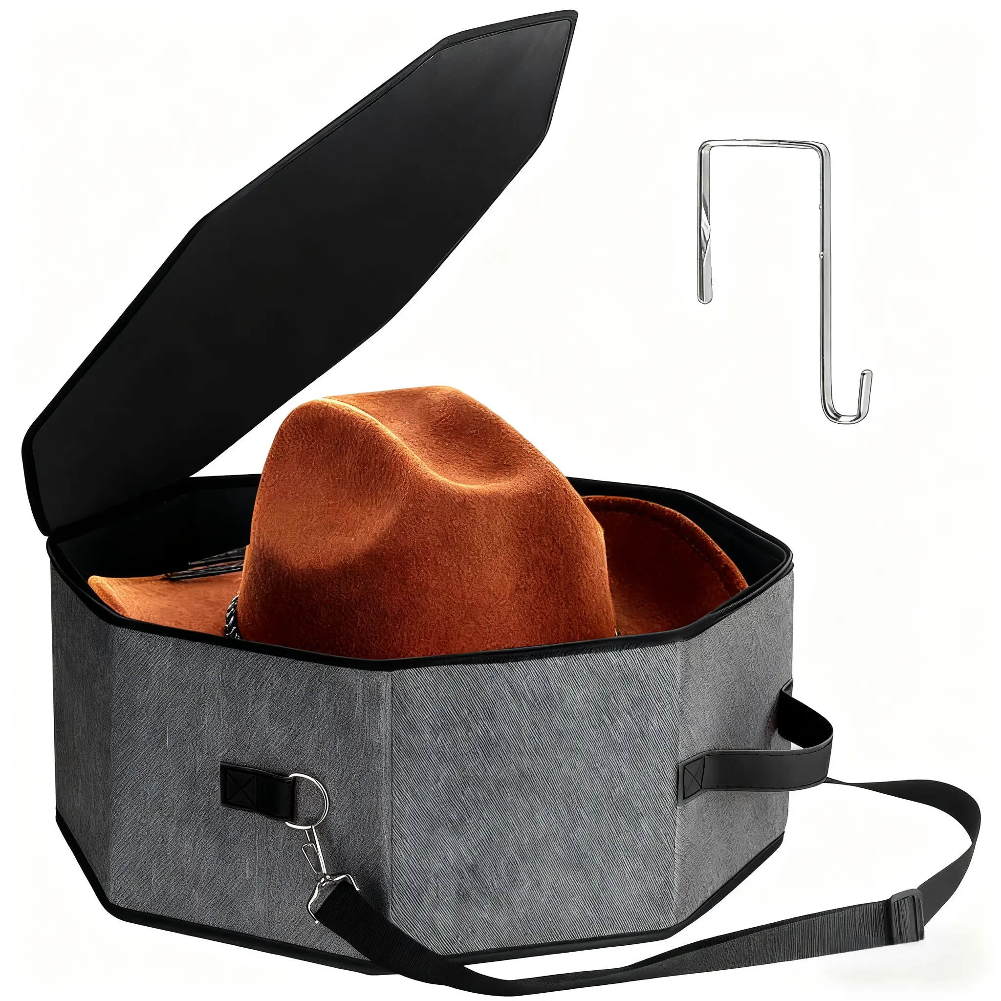 Hat Storage Box for Women and Men, Hat Box for Travel and Storage, Collapsible Hat Case Cowboy Cap Hat Organizer for Closet with Handles, Hat Bag Hat Case