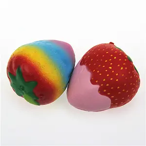 Squishy Slow-Rebound PU Strawberry Stress Relief Toy Fruit Hanging Ornament Squishy