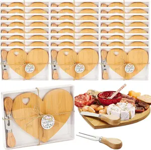 24 Set Bridal Shower Favor Heart Cheese Board Cheese   Mini Charcuterie Board Thank You  Box for Guest Bridal  Shower Prize Wedding Birthday Valentines ( Color)