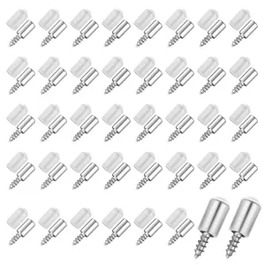 40Pcs Wardrobe Cabinet Glass Partition Nails Cross Self-Tapping Screw with Rubber Sleeve Screw Plate Support Partition Bracket Sturdy Shelf