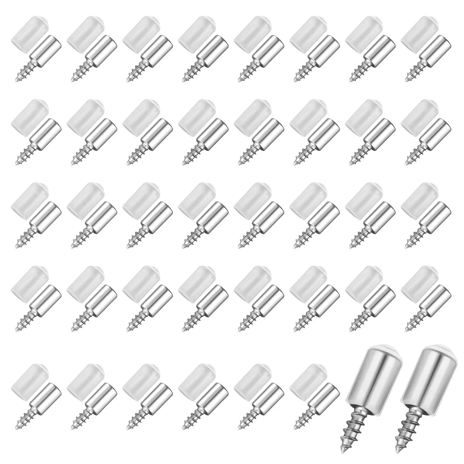 40Pcs Wardrobe Cabinet Glass Partition Nails Cross Self-Tapping Screw with Rubber Sleeve Screw Plate Support Partition Bracket Sturdy Shelf