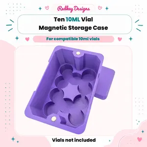 10 vial - 10ml Vial Storage Case with magnetic Lid | Peptide, Insulin, TRT Vial Organizer