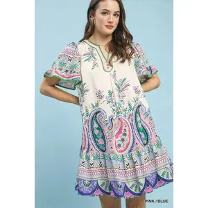 UMGEE Paisley Flutter Sleeve Mini Dress **DEBUT SALE**