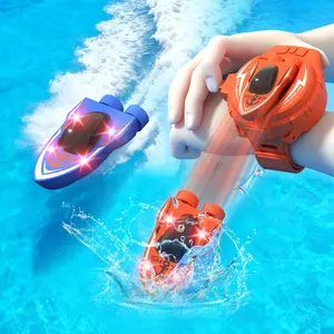 Watch Remote Mini Speedboat, One-Button Launch, Dual Brushless Motors, 2.4g Multiplayer, Ipx Waterproof, Lights, Pool Play, Boy's Summer Toy