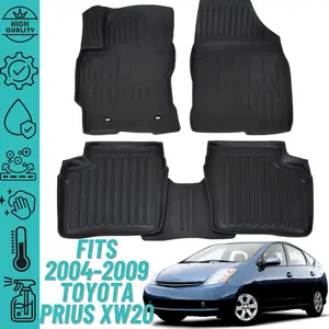 3D Floor Mats 2004-2009 Toyota Prius (XW20) Heavy Duty Full Set Rubber, Black - Custom Fit, All Weather Liner Front & 2nd Row