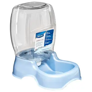Petmate Pet Café Gravity Waterer Water Bowl Station for Dogs and Cats, 3 gallon, Blue Silver