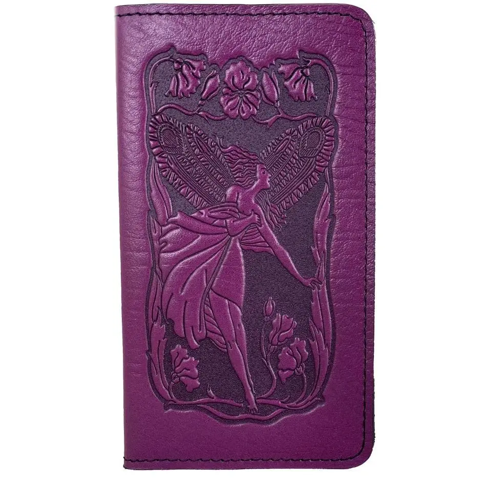 Flower Fairy Leather Check Book Cover - Elegant Design with Floral Elements, Ideal for Book Lovers