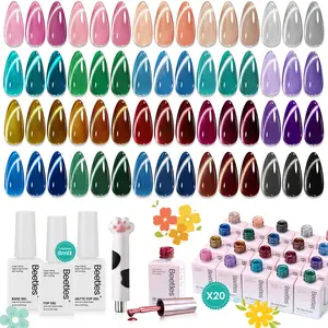 [Exclusive to TTS]Beetles Gel Nail Polish Set 20 Colors 8ML Nude Pink Green Blue Red Cat Eye Uv Gel Polish with Base Top Coat, All Season Manicure Tools for Beginners Nail Art Home Gift for Women