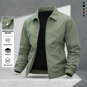 Men's Casual Lapel Jacket Fabric Tactical-grade windproof and abrasion-resistant fabric with zipper design Minimalist style perfect for everyday streetwear, sports, business, and commuting The ideal versatile outerwear for fashion-forward looks Coats Thin