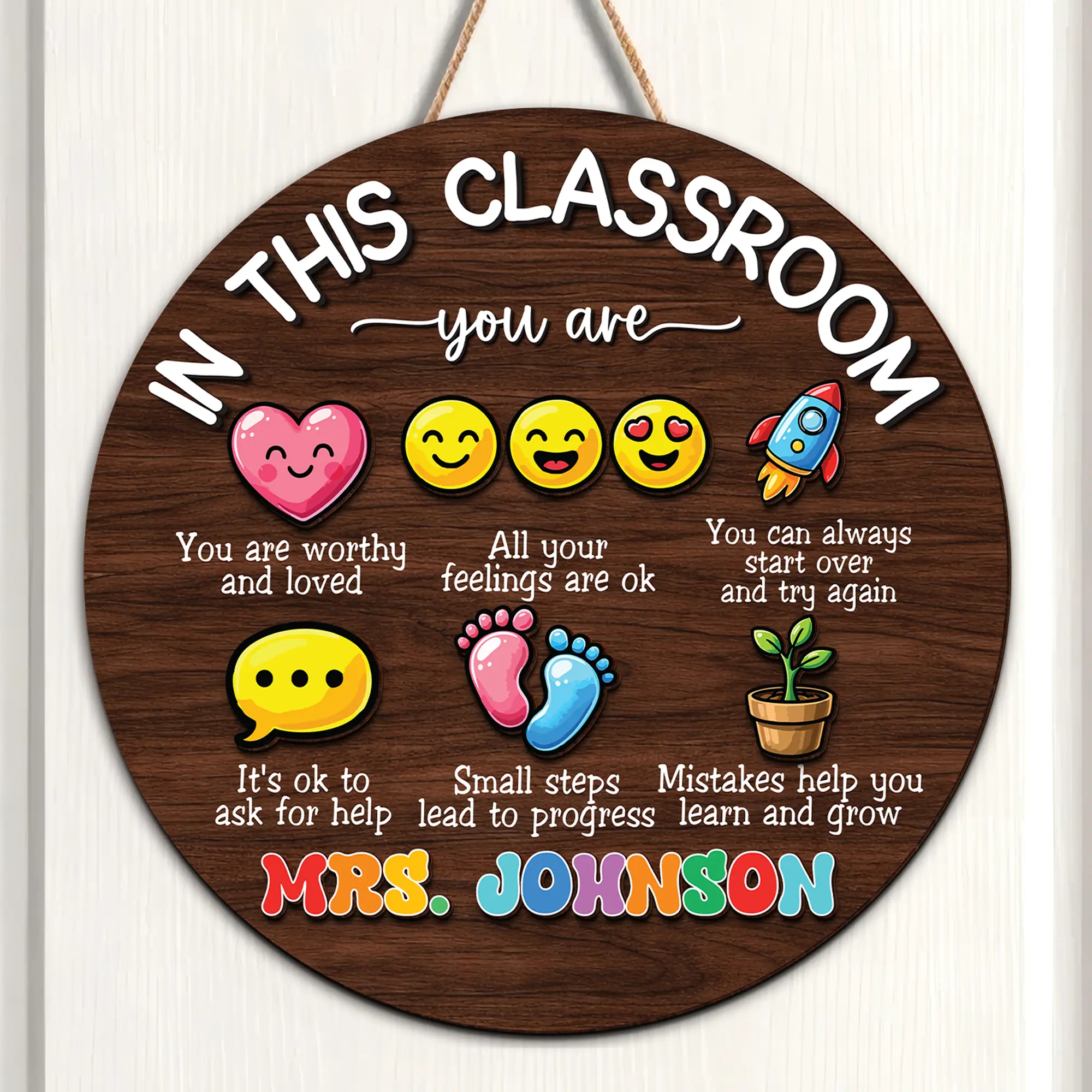 Personalized 3D Teacher Door Sign, Wood Door Sign, Teacher Name Sign, Gift for Teacher, Teacher Appreciation Gifts, Back To School Gift Idea, Thank You Teacher