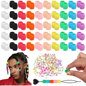 100 count Large  Hair Beads for  & Girls - Soft Colorful Pony Beads Bulk Hair Accessories for Braids, Loc & Dreadlocks -  Making Kit